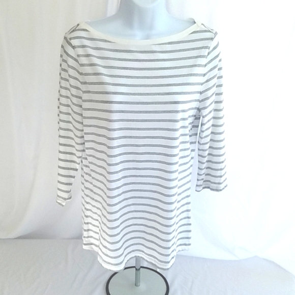 A New Day Women's Striped Slim Fit Long Sleeve Boat Neck T-Shirt Size Medium - Picture 1 of 5